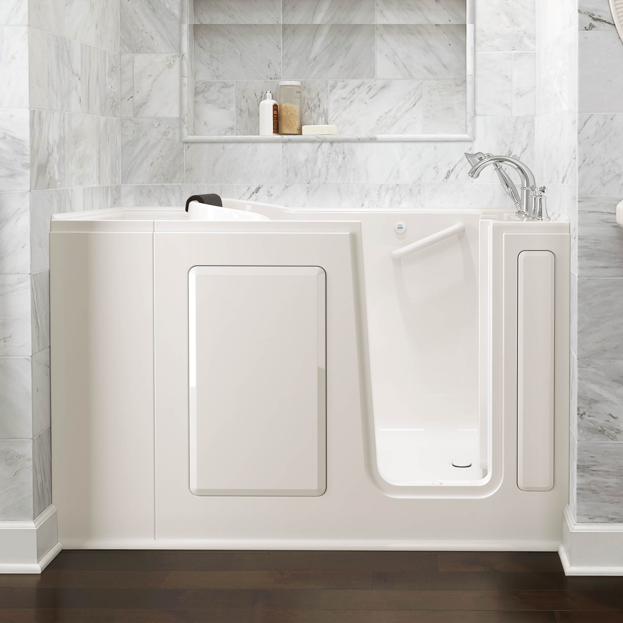 Gelcoat Premium Series 48x28 Inch Soaking Walk-In Bathtub - Right Hand Door and Drain